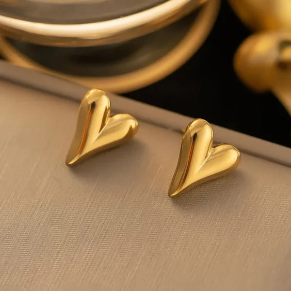 Pendientes Estilo Simple Forma De Corazón Acero Inoxidable 304 Chapados en oro de 18k