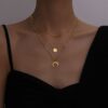 Cadena Collar Colgante Moda Luna Acero Titanio Borla Enchapado 1 Pieza - Imagen 4