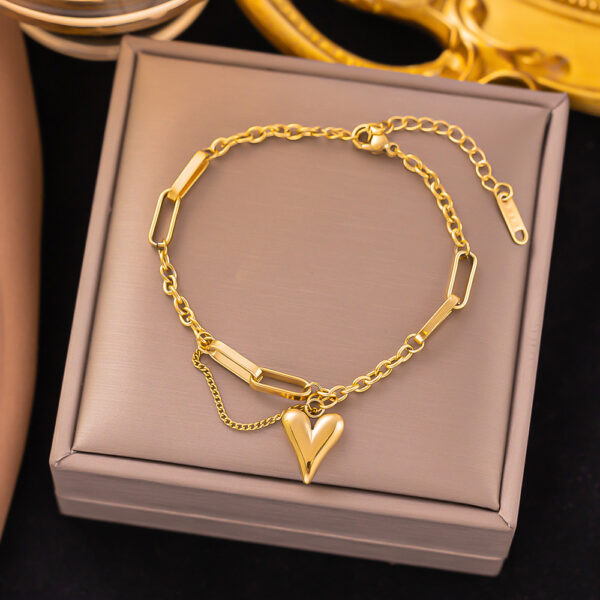 Pulsera Melocotón Corazón de oro Acero Inoxidable 304 Chapados en oro de 18k