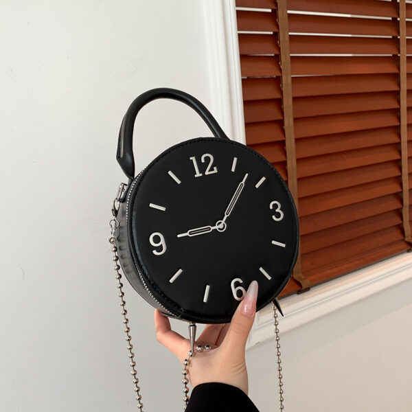 Bolsa Reloj Pequeña Cuero Sintético Color Sólido Bolsa Circular - Imagen 2