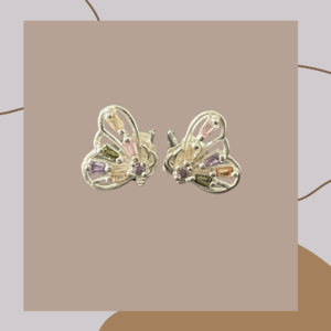 TOPOS DE MARIPOSA CON PIEDRAS INCRUSTADAS PLATA LEY 925