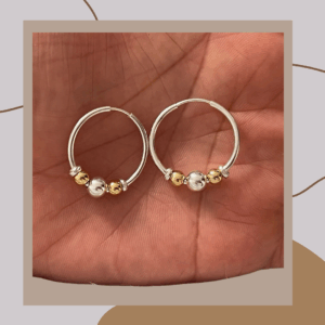CANDONGA MEDIANAS BOLAS DORADAS PLATA LEY 925
